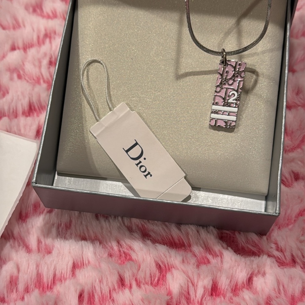 Dior Silver Metal Pink and White Trotter No. (2) Pendant Necklace - Picture 8 of 8